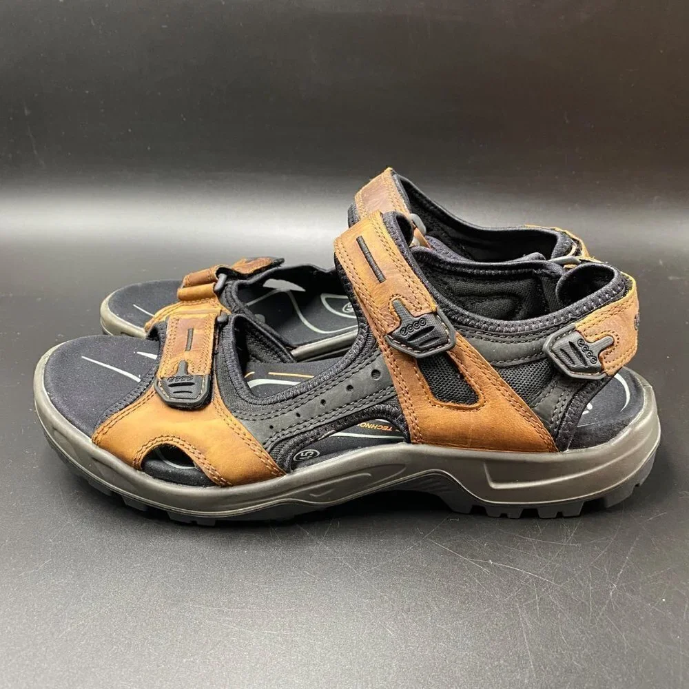 Ecco Yucatán Receptor Brown Adjustable Sandals Men's Size 45/U.S. 11